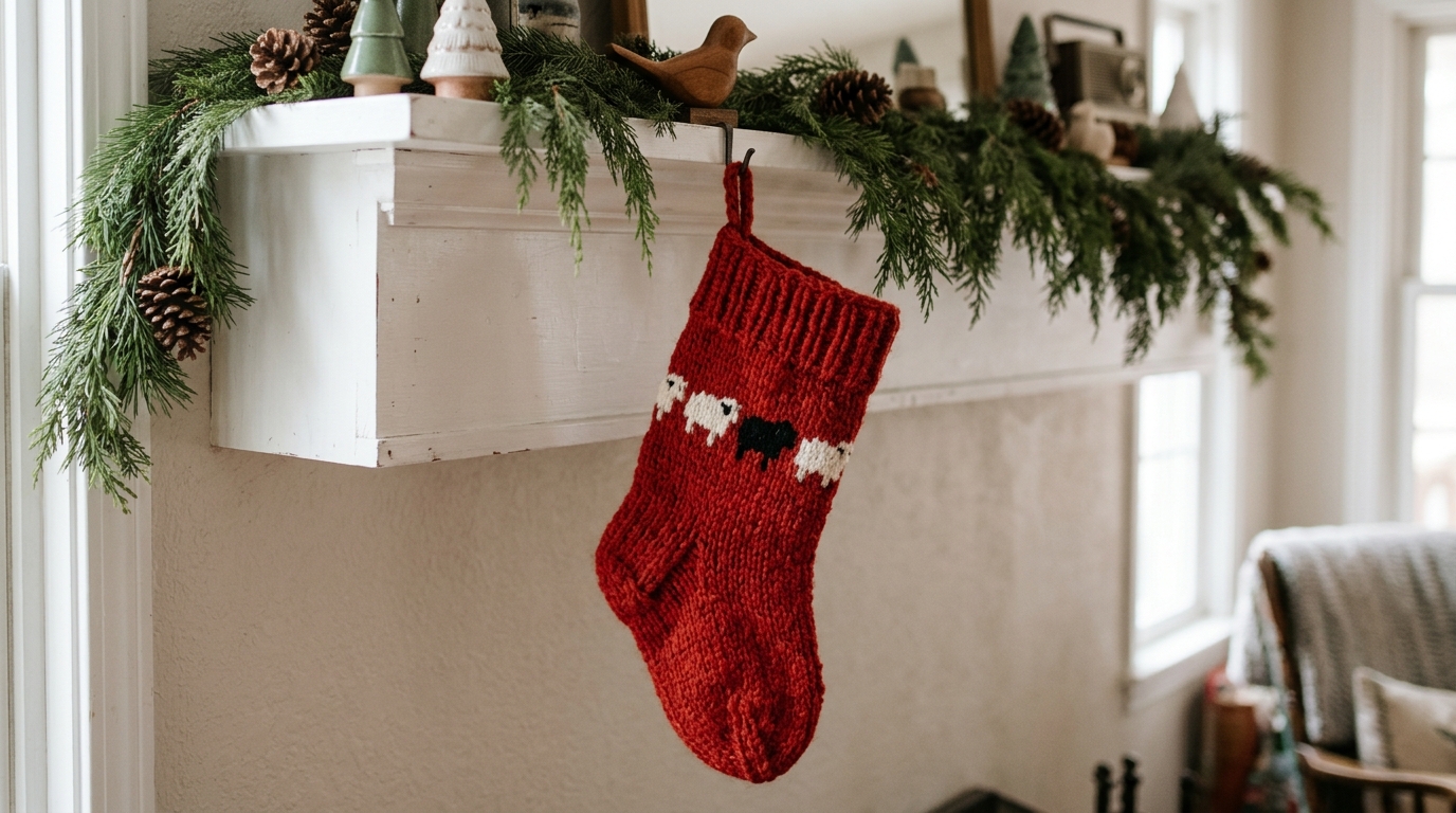 Black sheep Christmas stocking inspired by the Princess Diana sweater