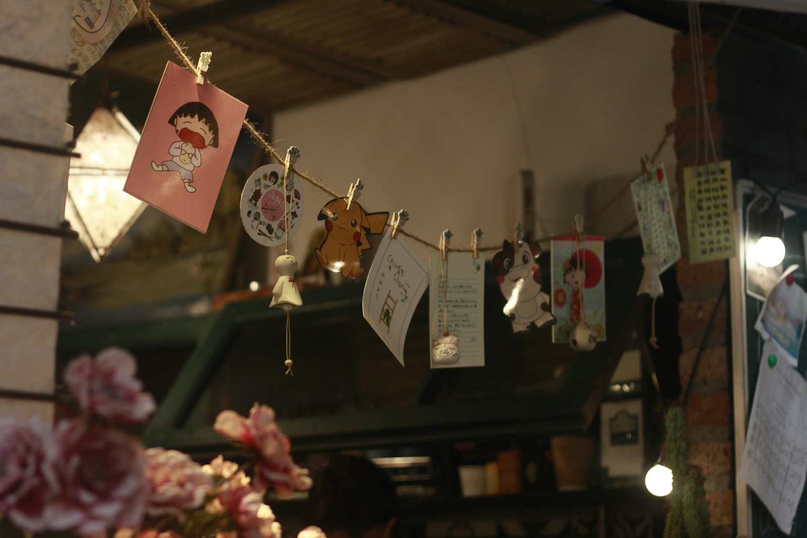 Christmas cards clipped to a string garland as a holiday card display