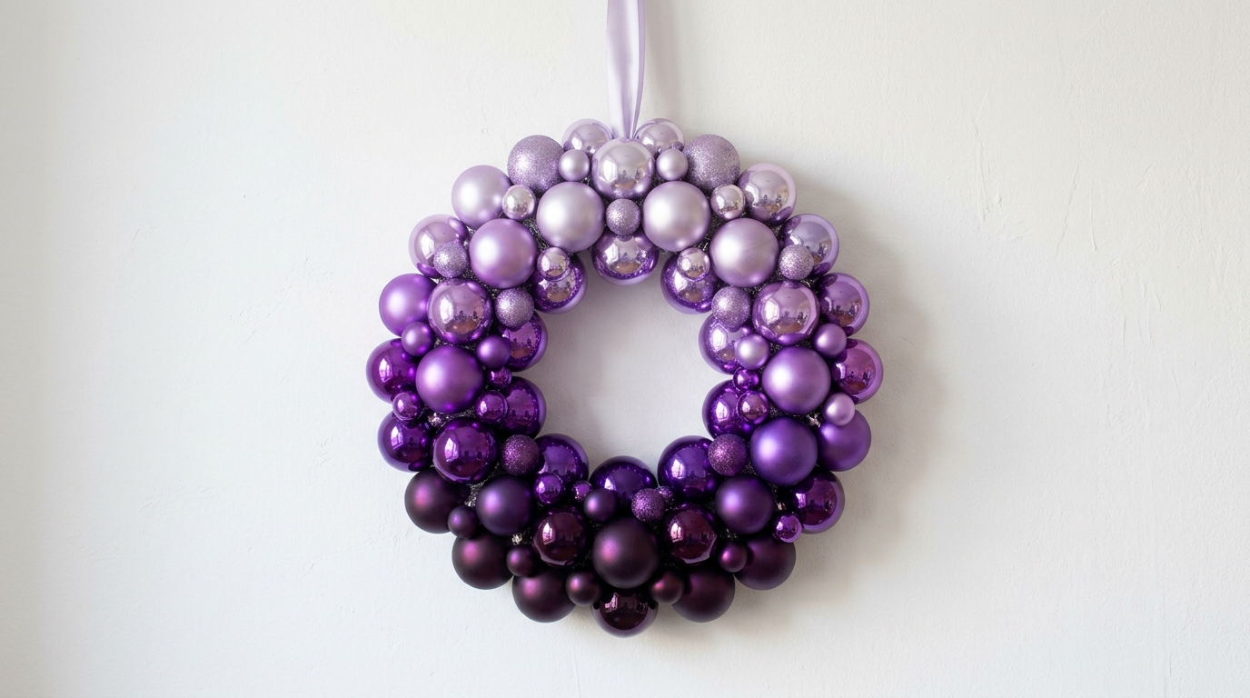 Ombre ornament wreath from deep purple to lilac