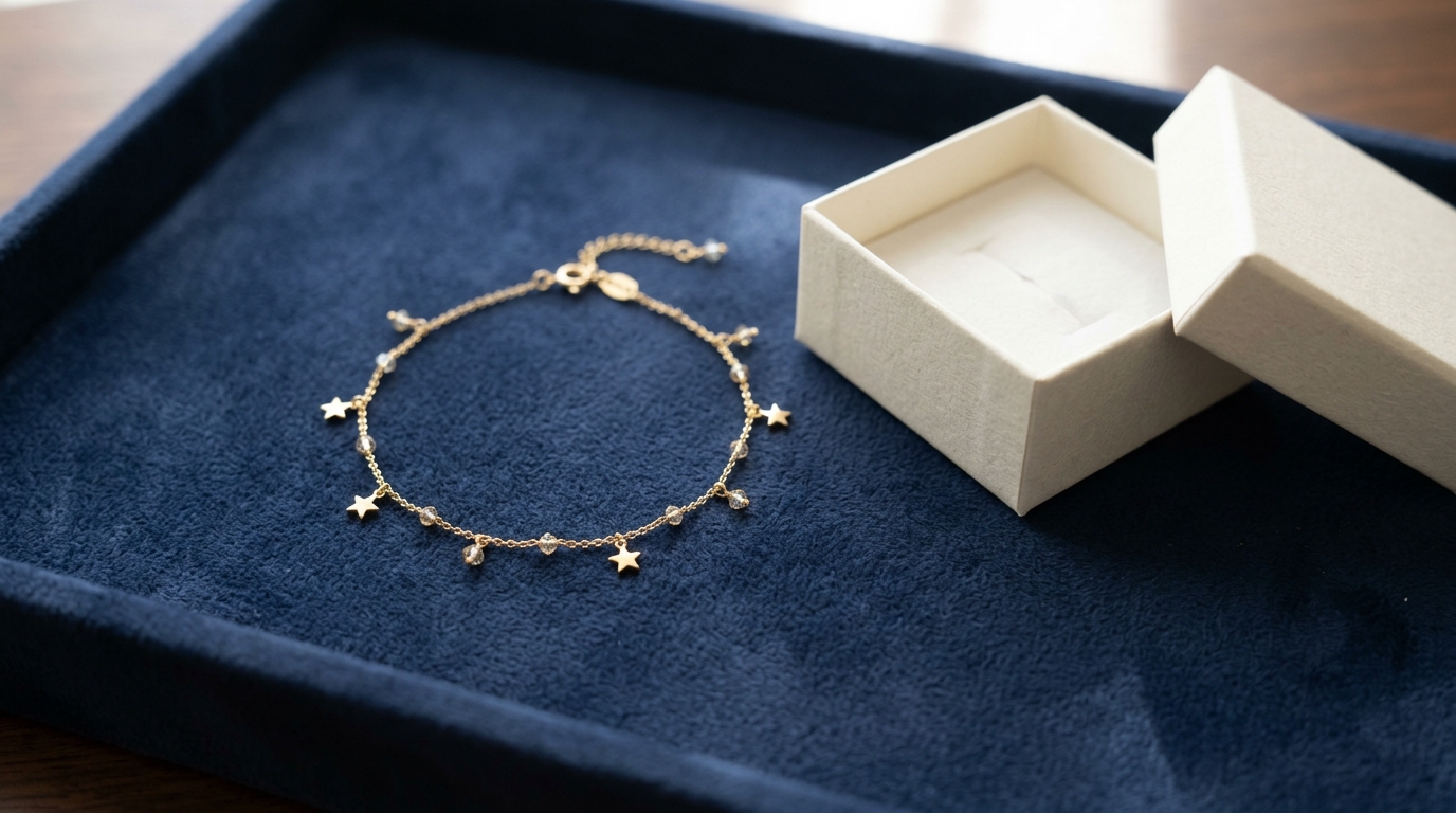 Dainty gold chain bracelet with tiny star charms
