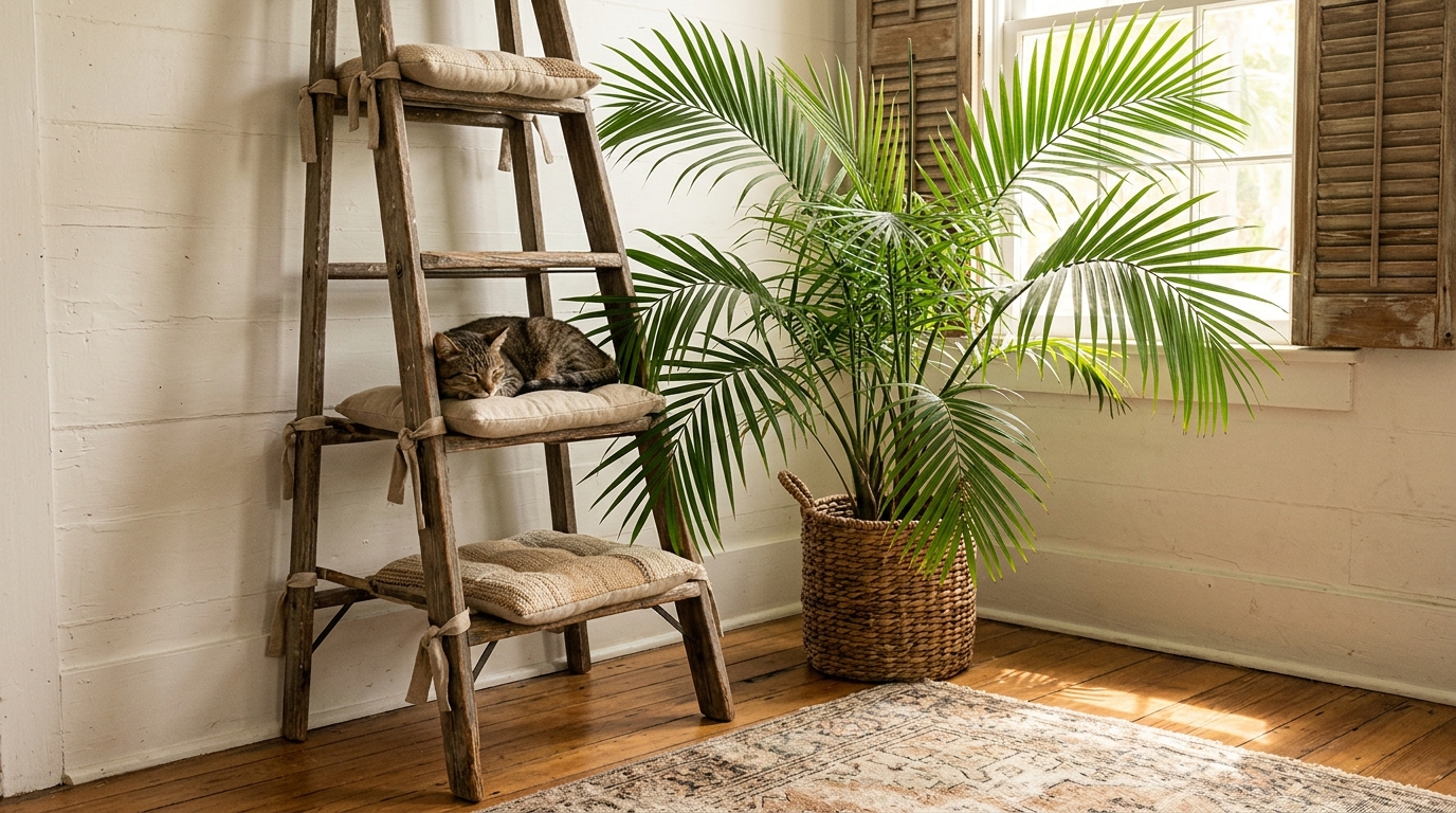 Ernest Hemingway cats inspired wooden ladder cat lounge with padded rungs