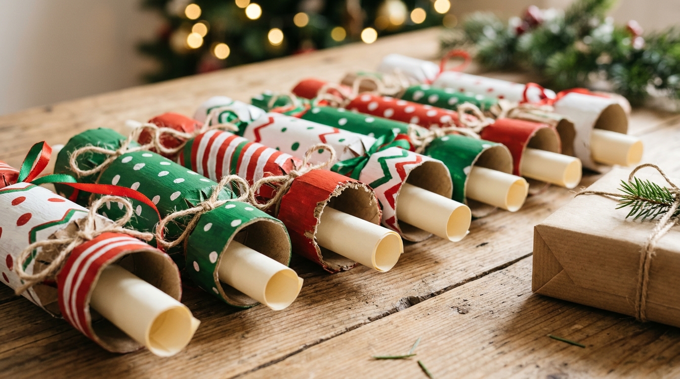 Joseph Herscher inspired row of painted paper towel tubes holding rolled clue notes