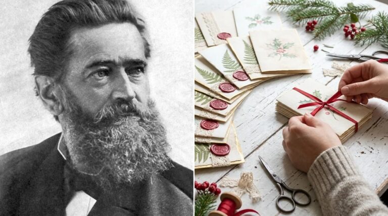 Louis Prang Christmas Cards inspired handmade Victorian cards with ferns, lace and red wax seals