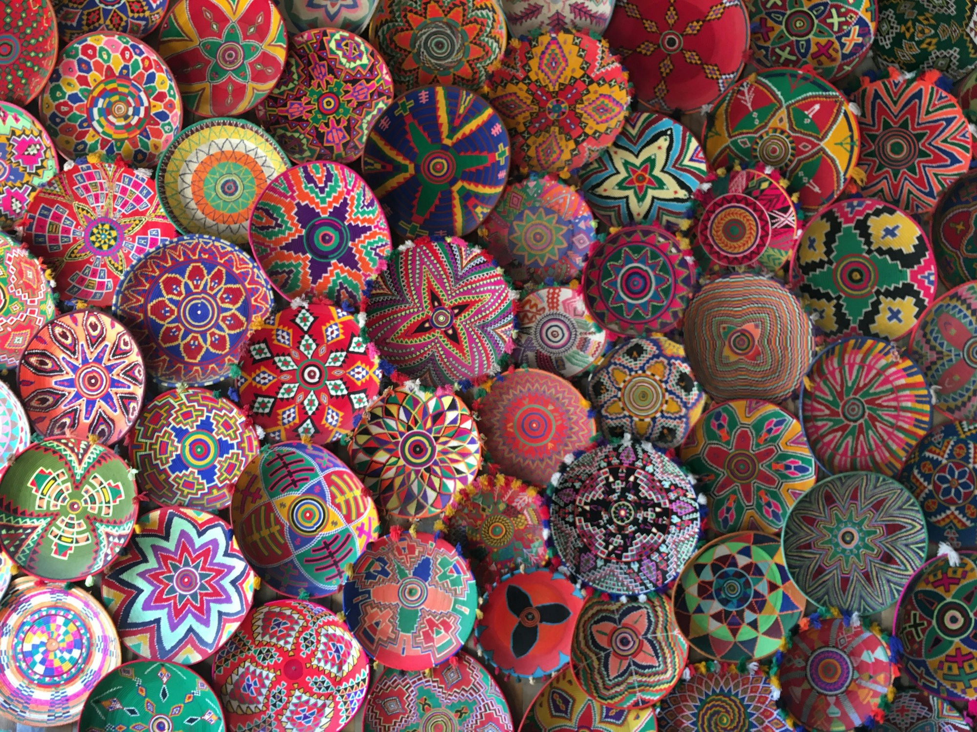 Mandala dot painted rocks in bright colors
