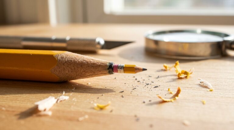 Pencil carved from pencil: graphite tip carved into a tiny second pencil