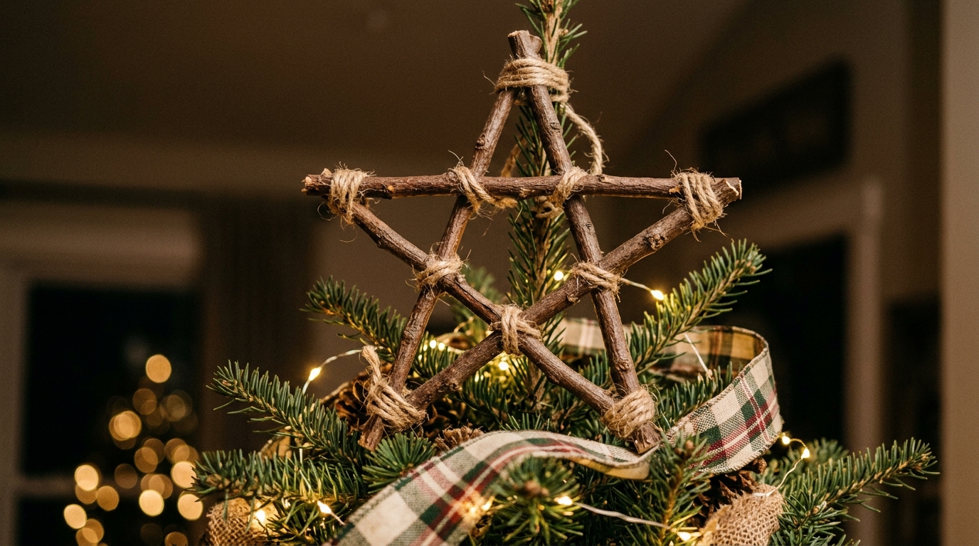 Taylor Swift Christmas twig star tree topper wrapped in jute twine