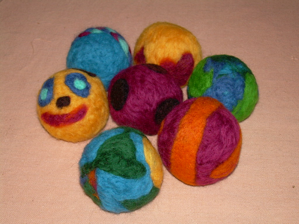Colorful handmade felted wool balls