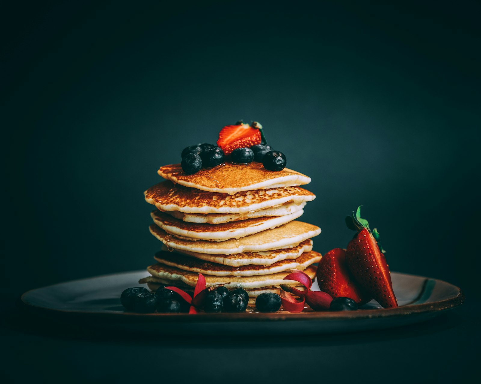 Oatmeal pancake stack with berries