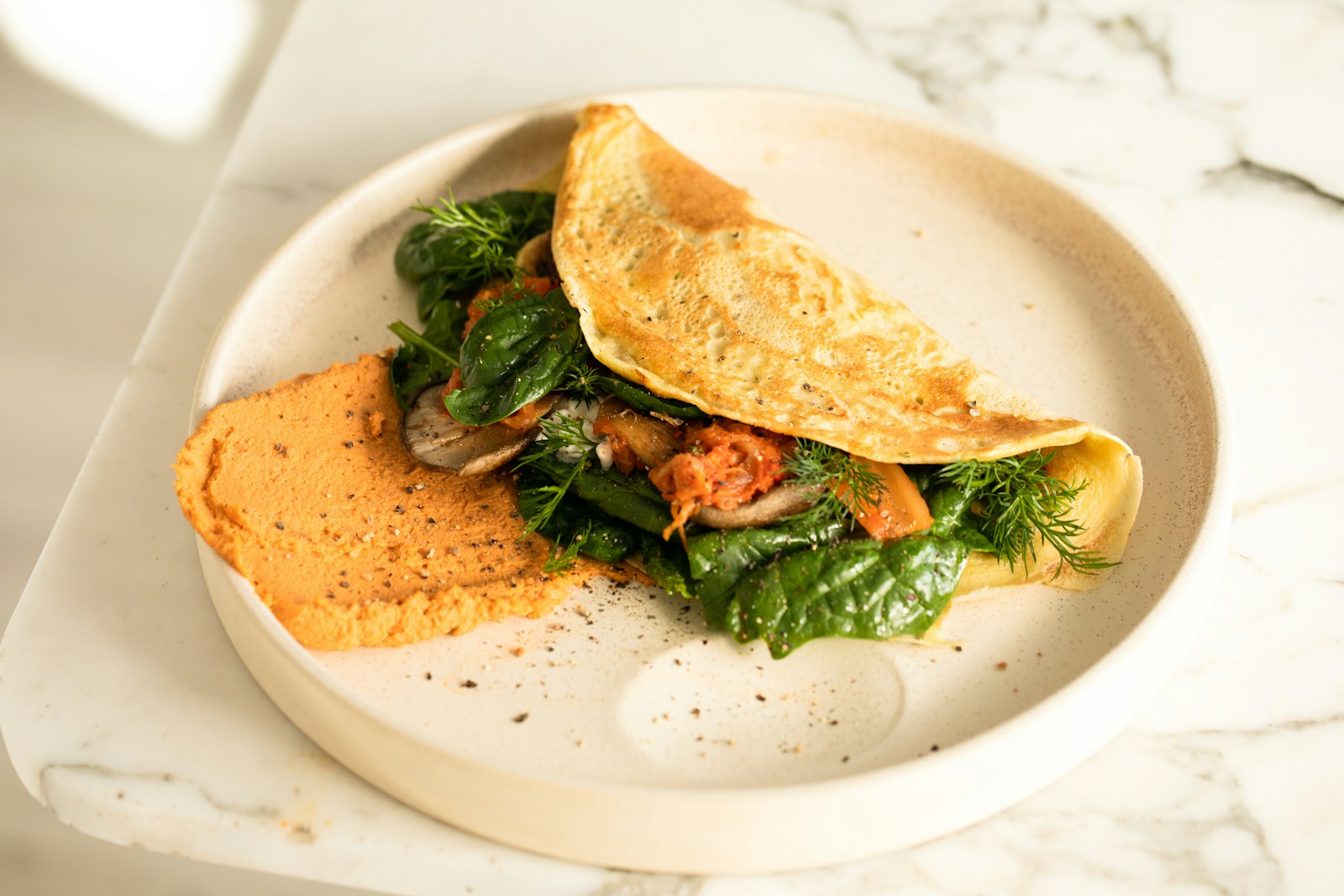 Herb omelette with greens
