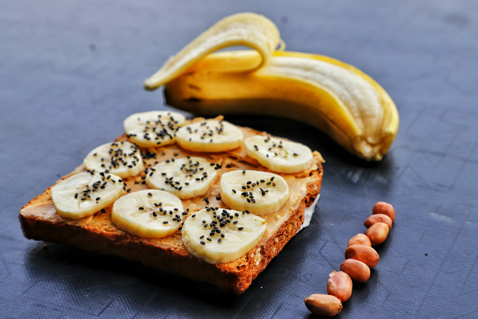Peanut butter banana toast with seeds