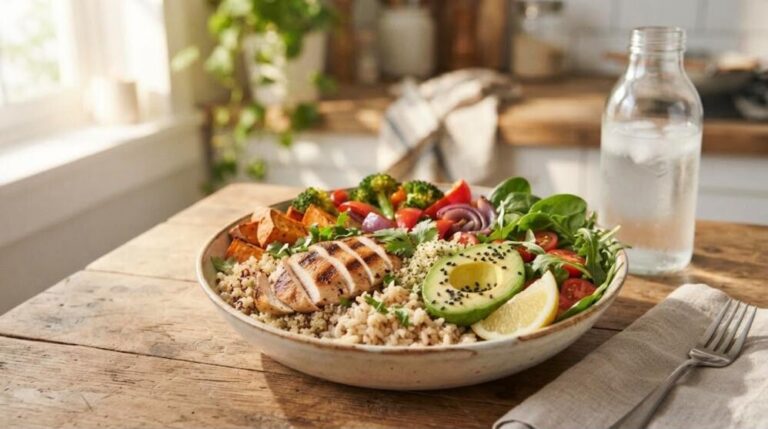 Post workout meals: grilled chicken power bowl with quinoa and avocado