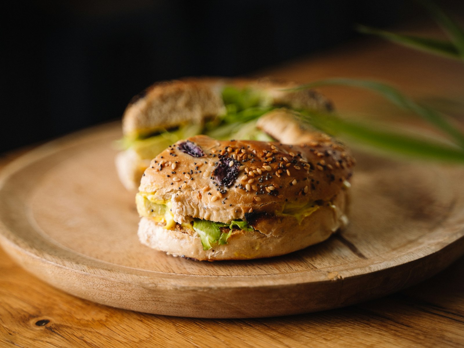 Smoked salmon bagel sandwich