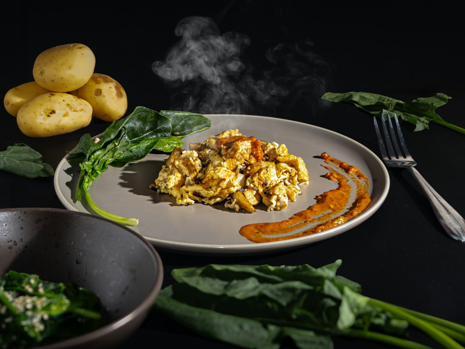 Tofu scramble with greens