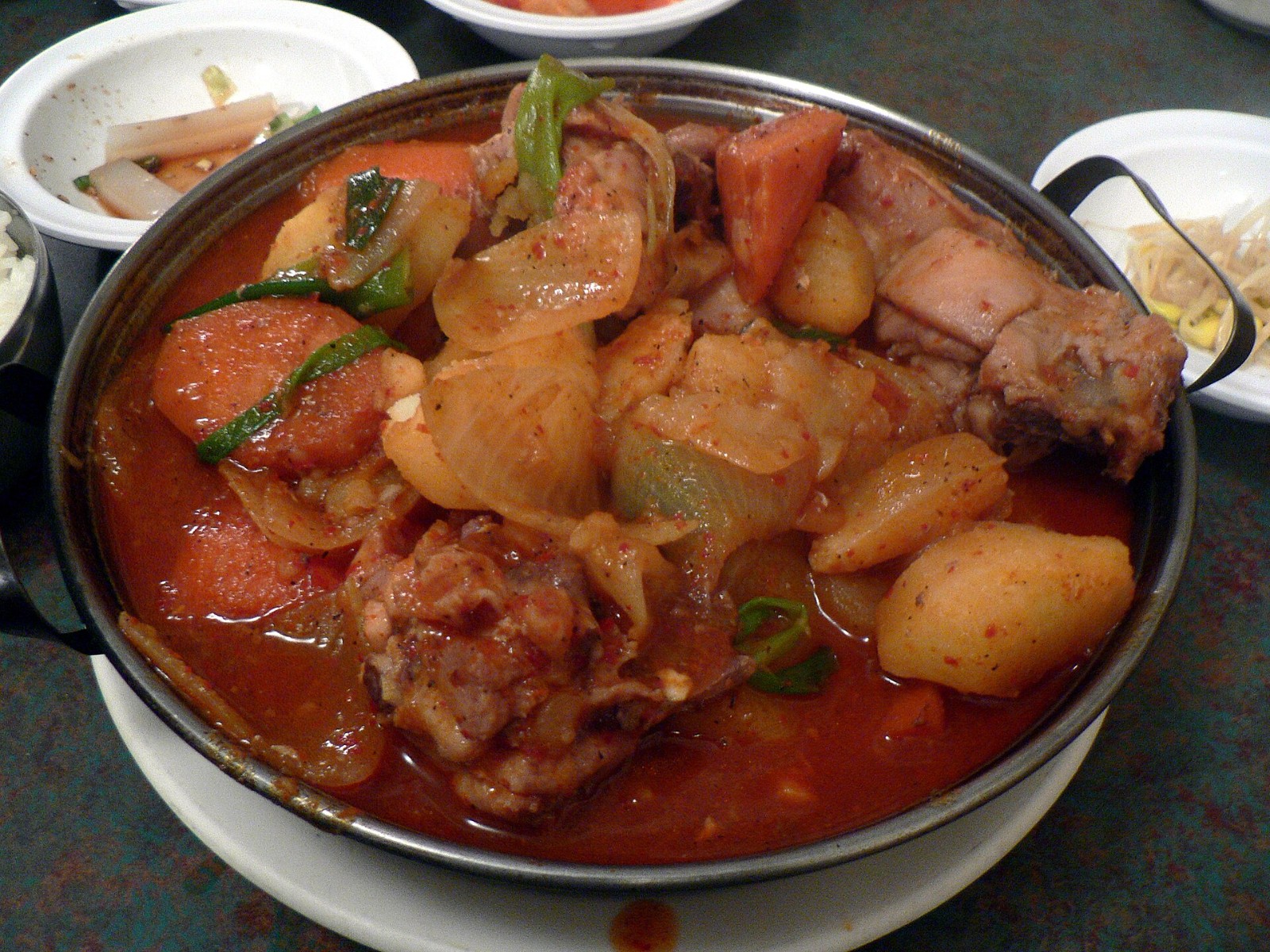 Korean dakbokkeumtang braise in a metal pan
