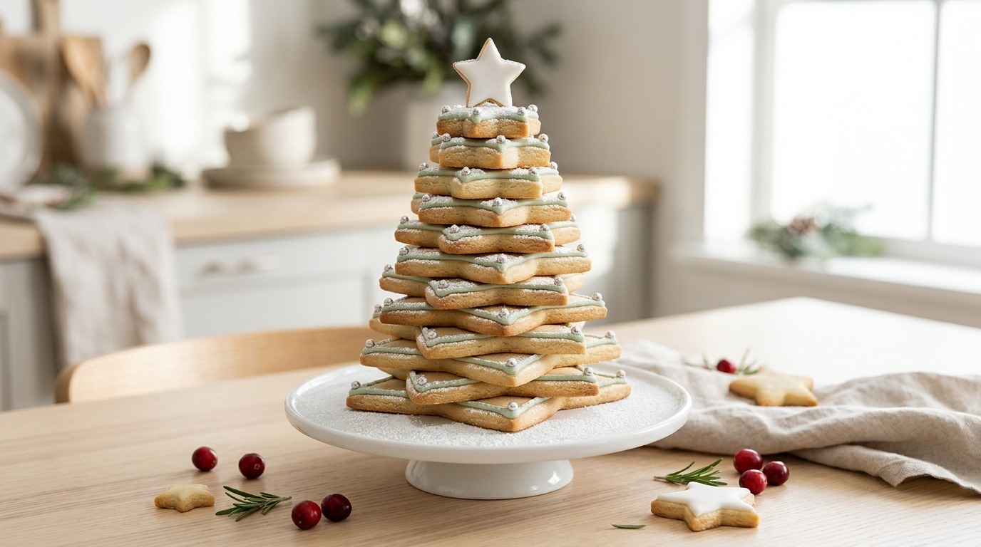 Star cookie Christmas tree, a fun holiday baking project