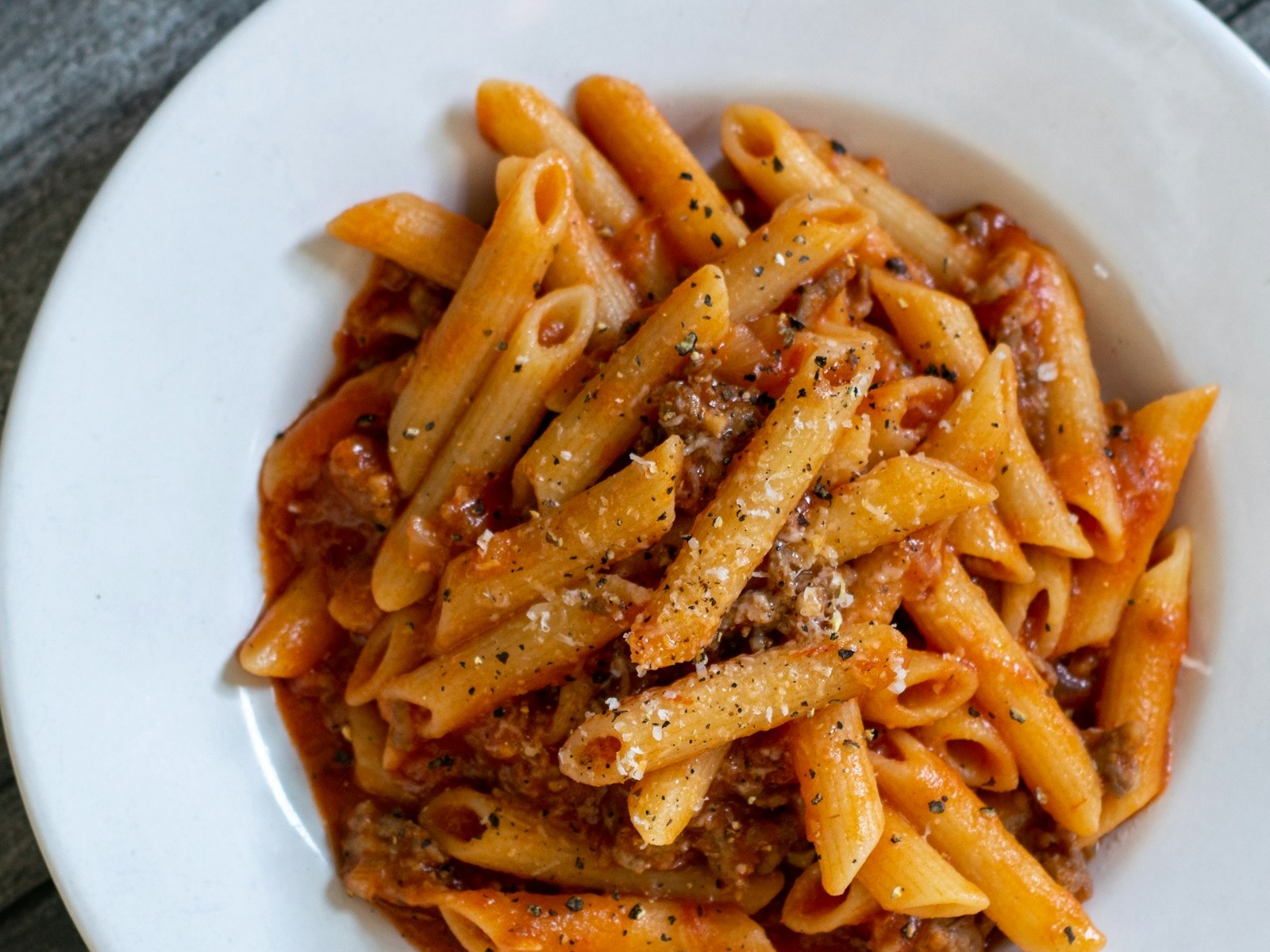 Baked penne in tomato sausage sauce, an easy holiday freezer meal