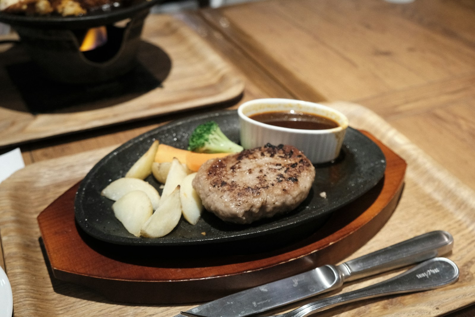 Salisbury steak with brown mushroom gravy