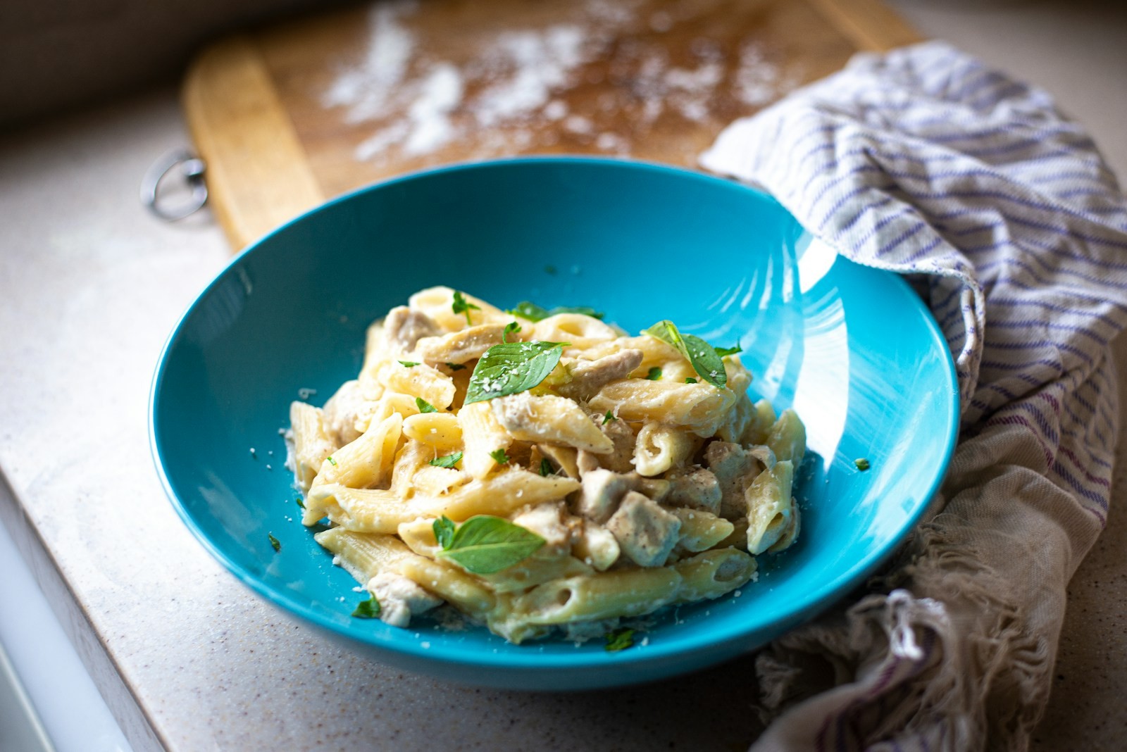 Creamy chicken pasta in the style of chicken tetrazzini