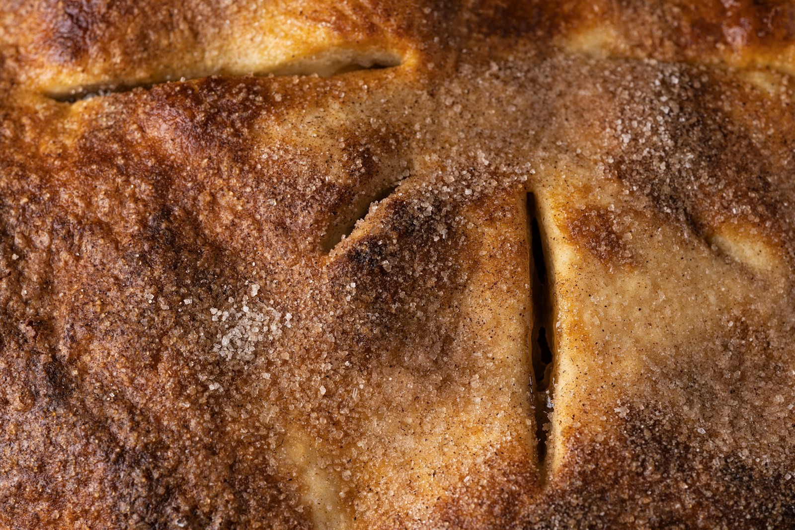 Cinnamon sugar top crust on slab pies with steam slits