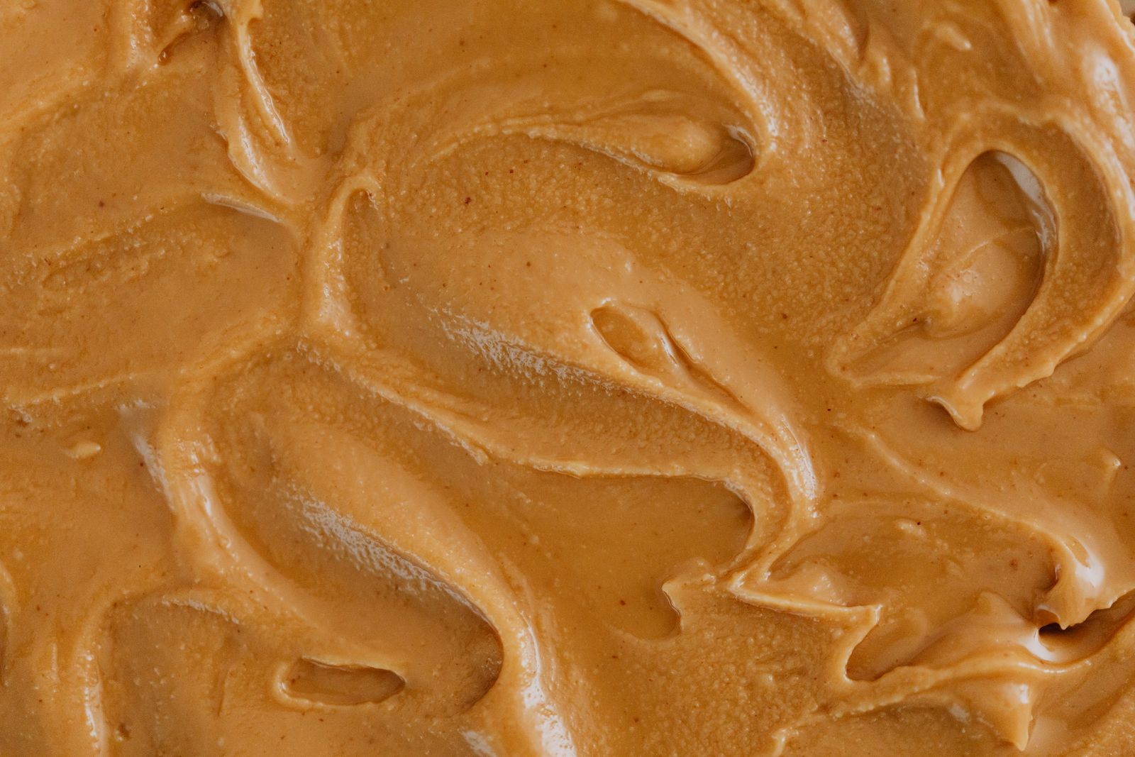 Swirls of creamy peanut butter topping