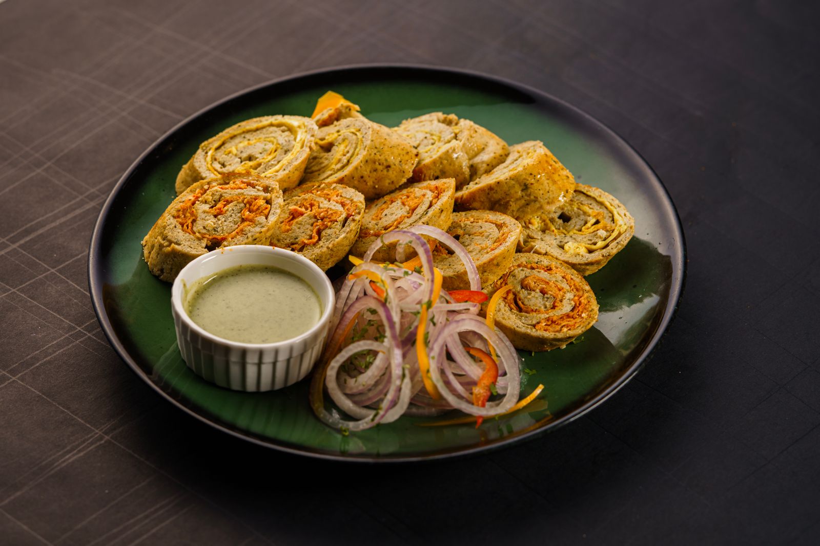 Team snacks for kids: rolled pinwheel sandwiches with a dipping sauce
