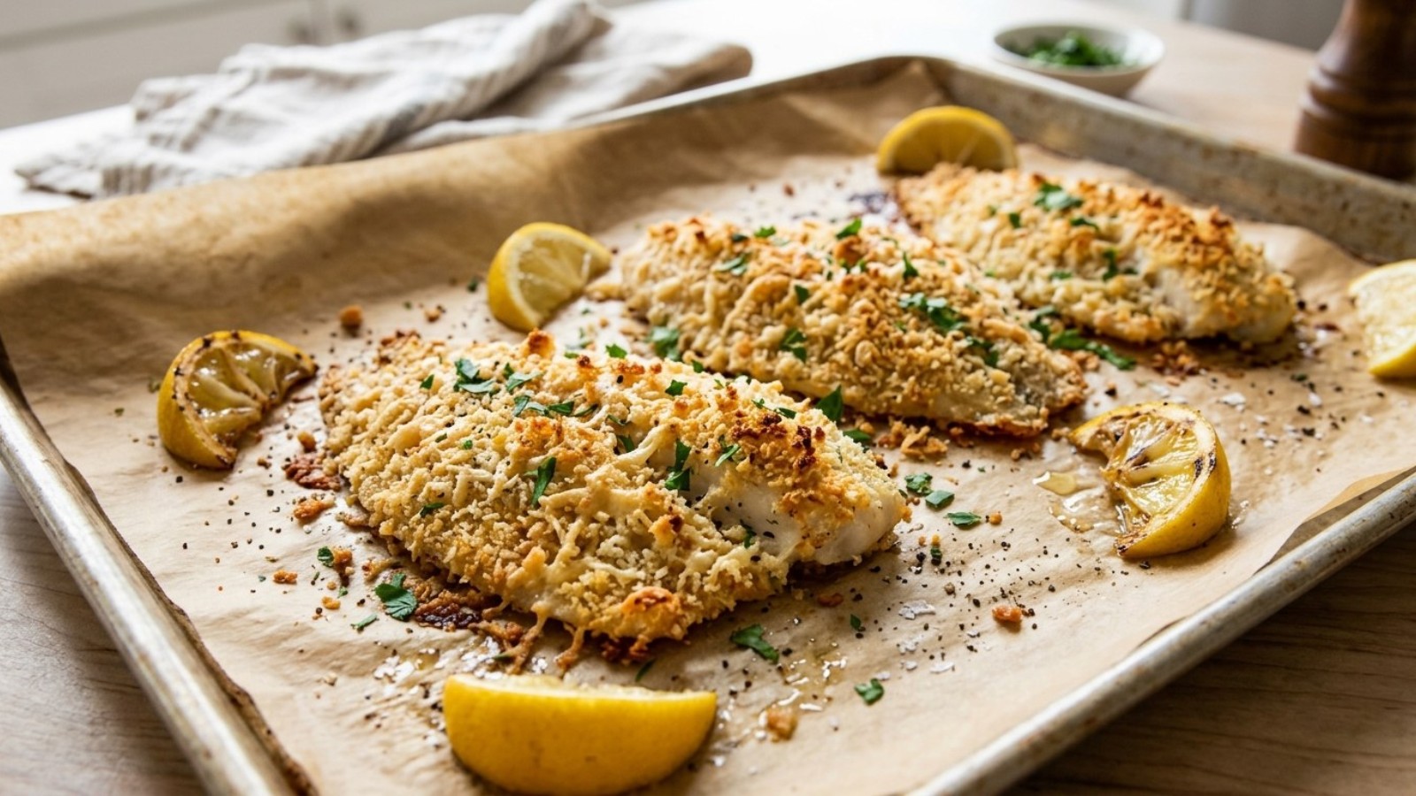 White fish recipes: parmesan crusted tilapia fillets with lemon