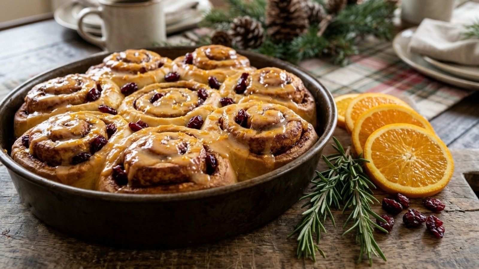 Canned cinnamon roll hacks: orange cranberry cinnamon rolls with citrus glaze