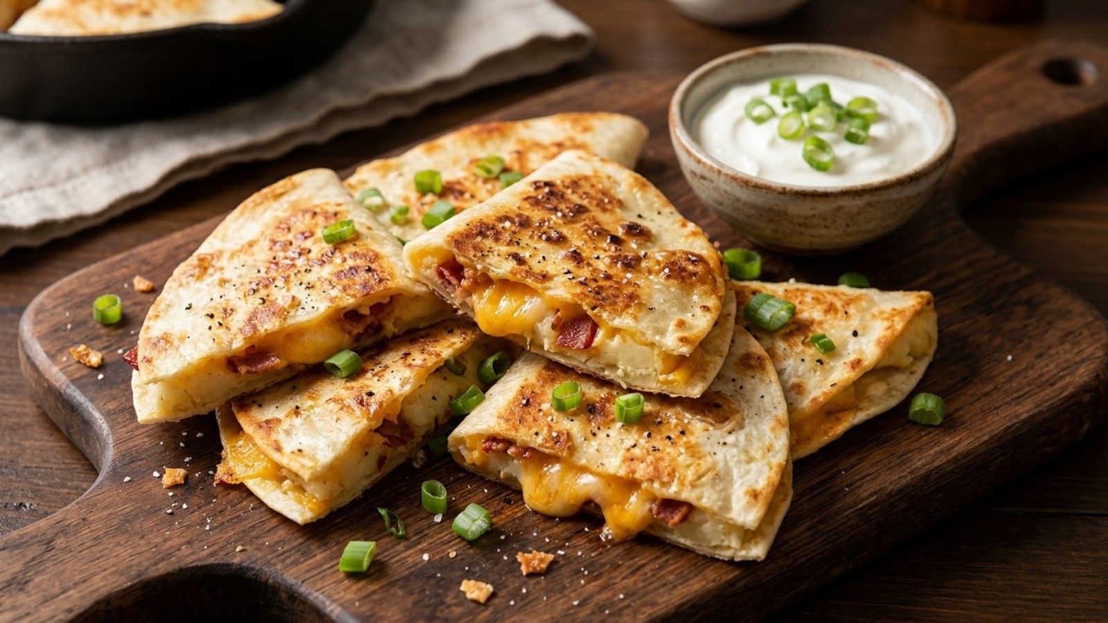 Leftover mashed potatoes: crispy tortilla pockets filled with mashed potato and melted cheese