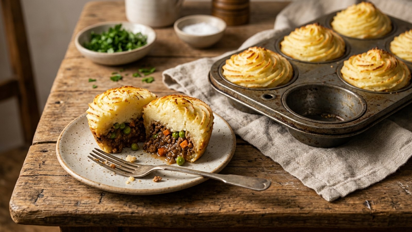 Muffin tin recipes: mini shepherd's pies with browned mashed potato tops