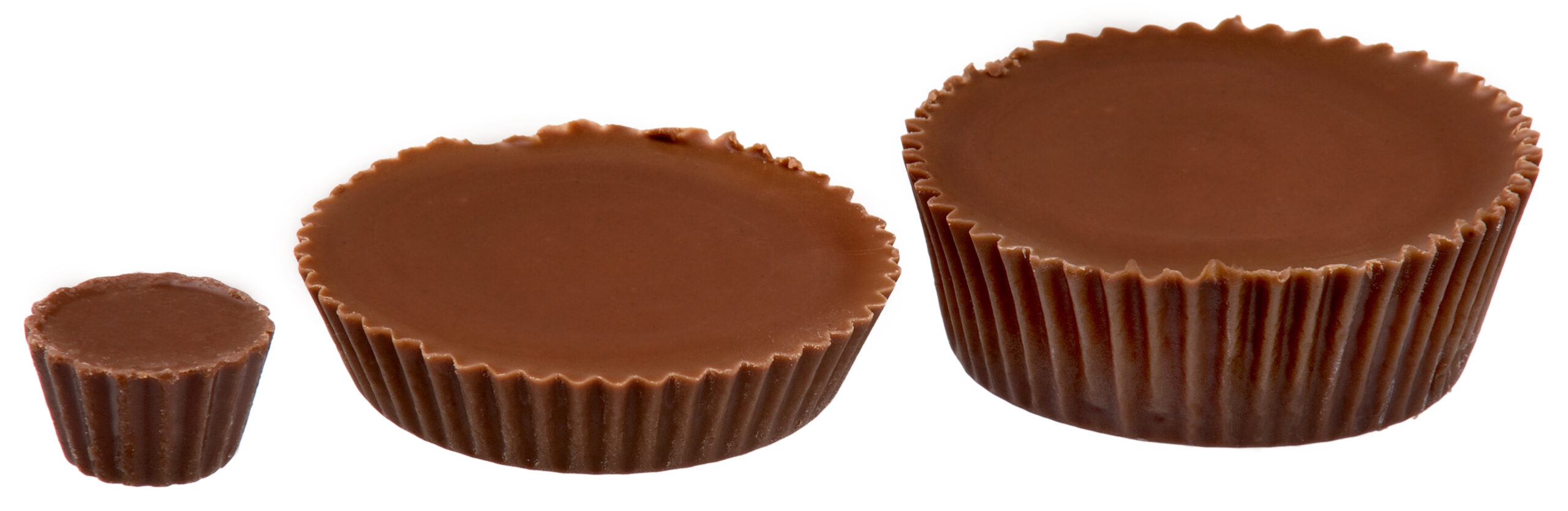 Chocolate peanut butter cups in paper liners