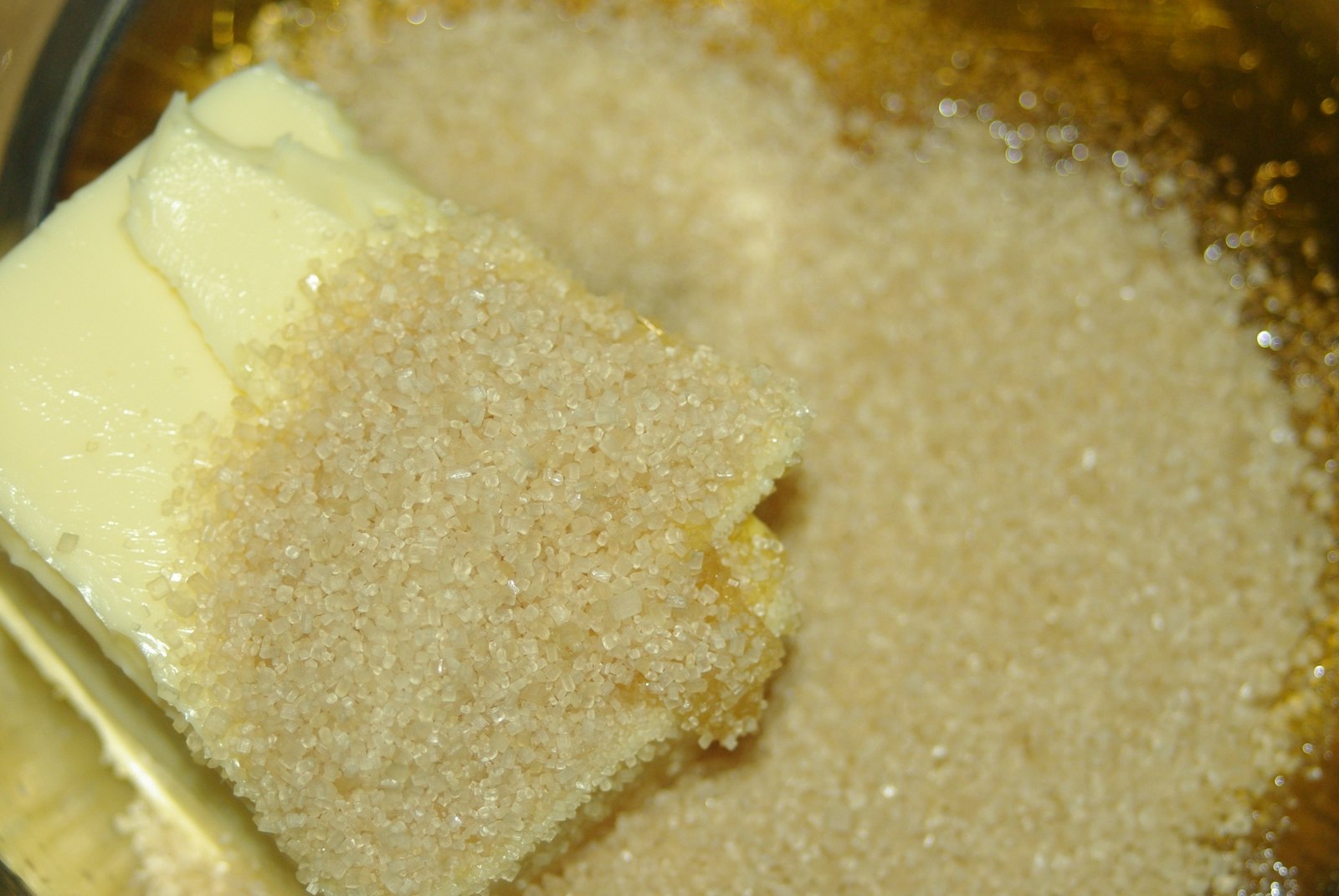 Butter melting and foaming in a pan