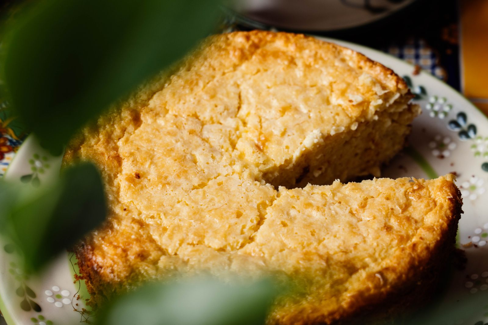 Wedge of golden buttermilk cornbread