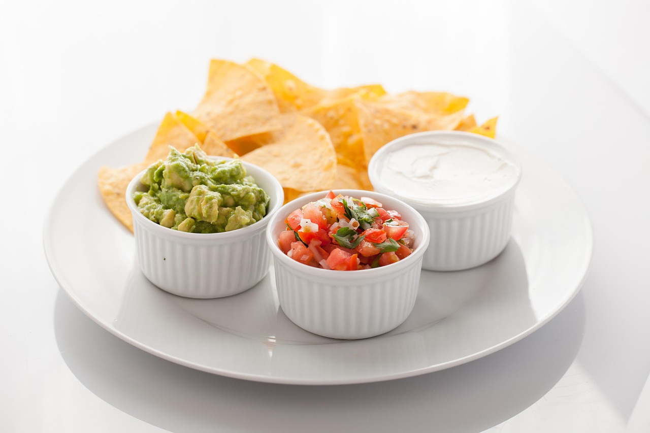 Bowl of guacamole with fresh tortilla chips