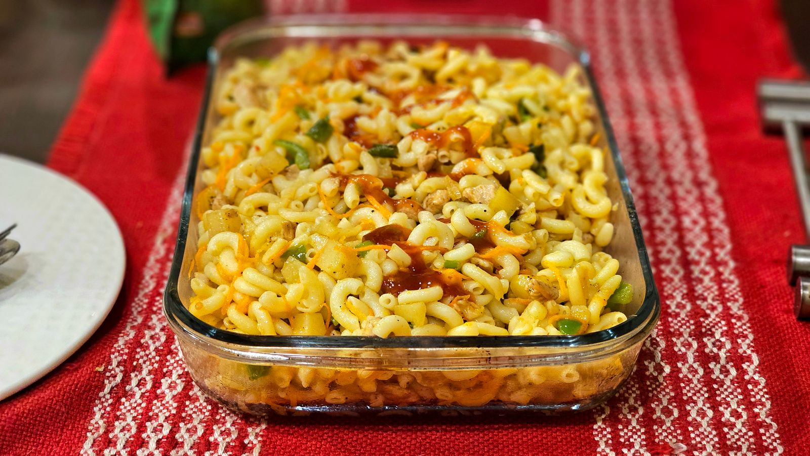Vintage baked mac and cheese with a buttery cracker crumb top