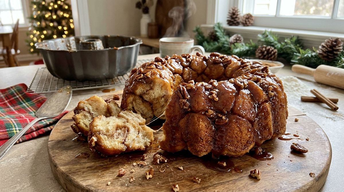Caramel pull-apart bundt with cinnamon sugar pieces