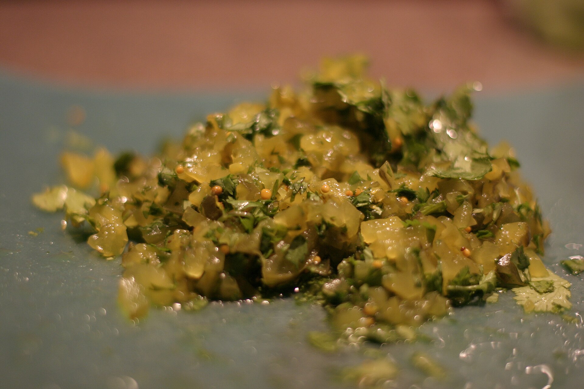 Bright green pickle relish
