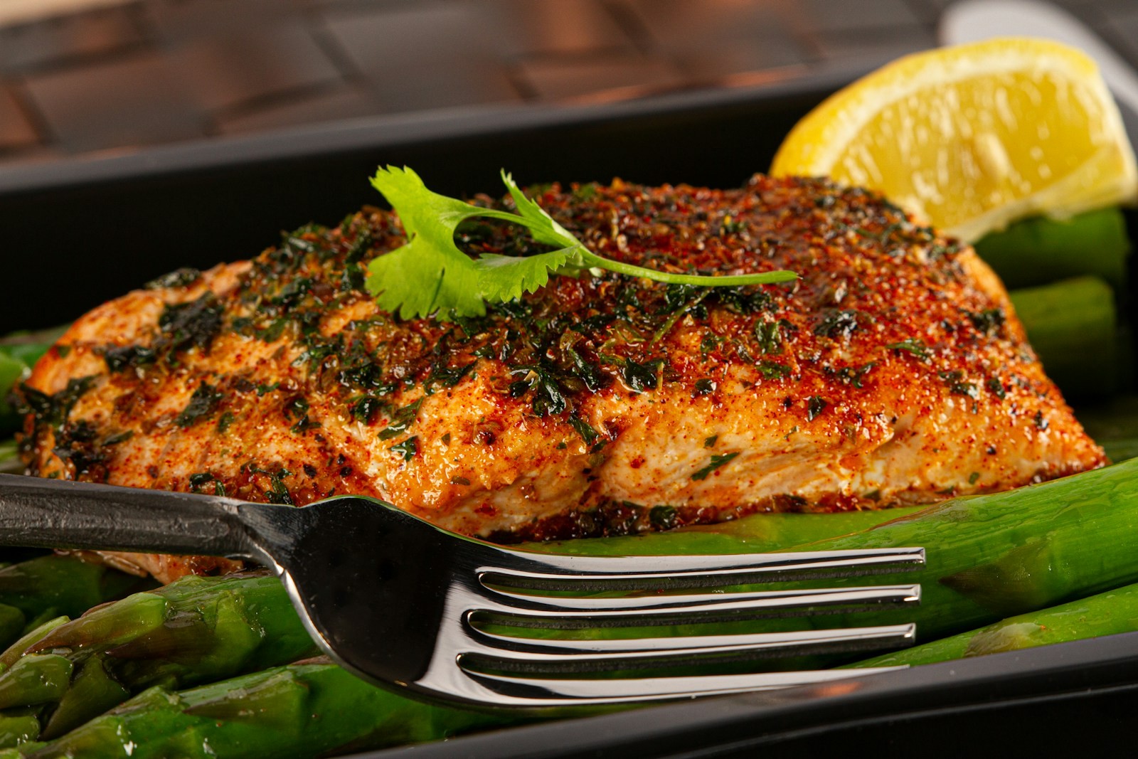Baked salmon on asparagus, a Clint Eastwood diet style dinner