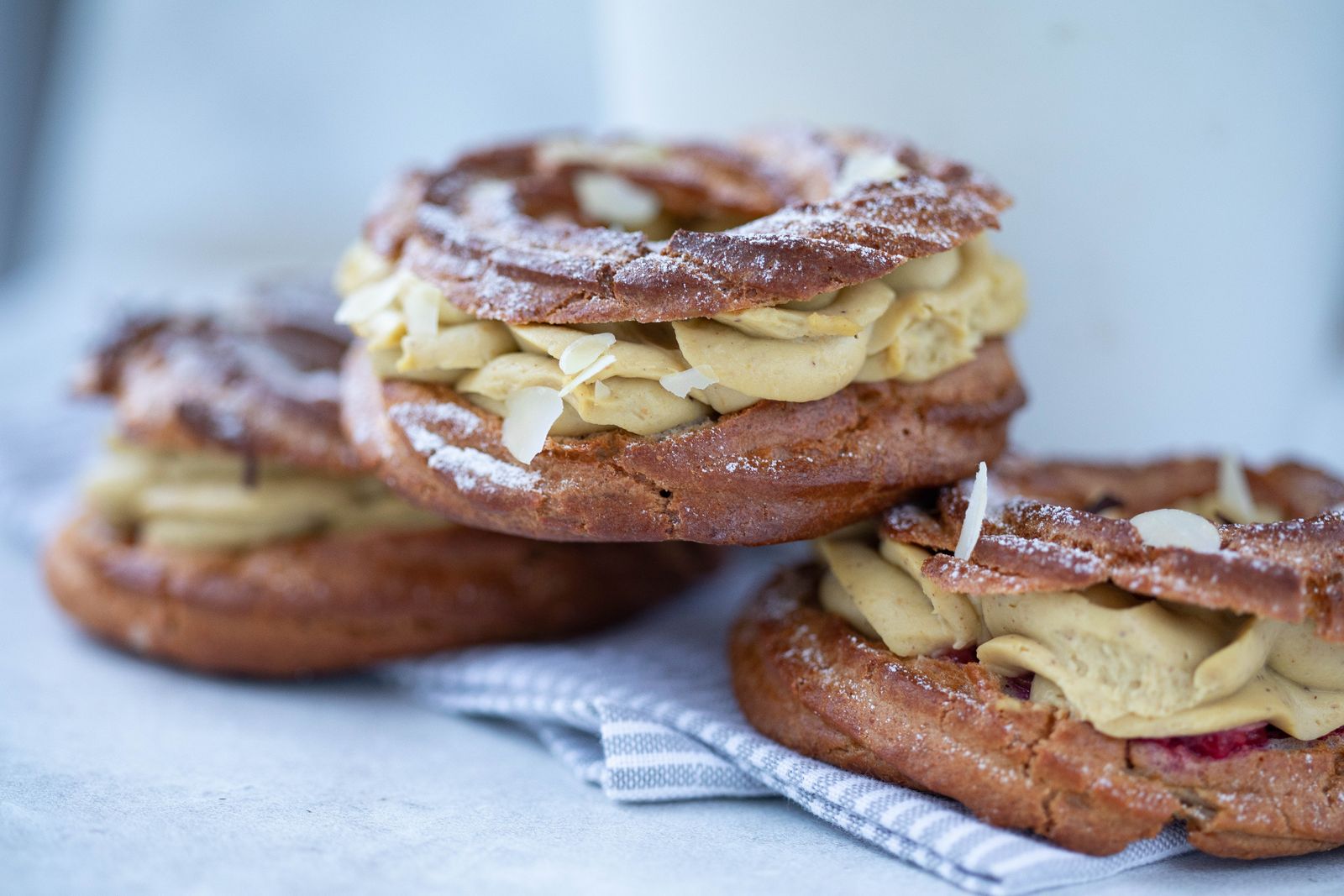 Paris-Brest pastries filled with praline cream