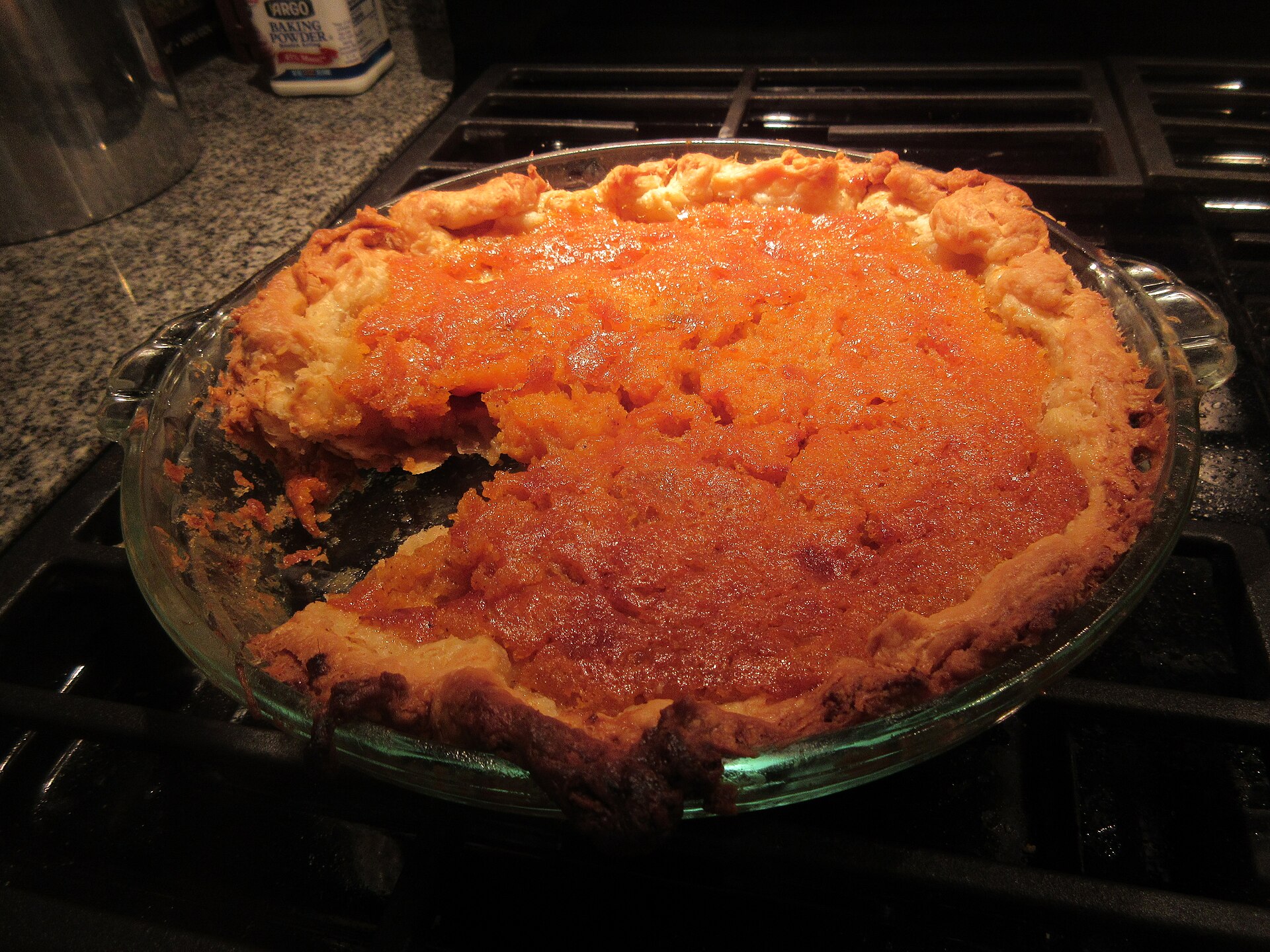 Crustless pies: sweet potato pie with whipped cream