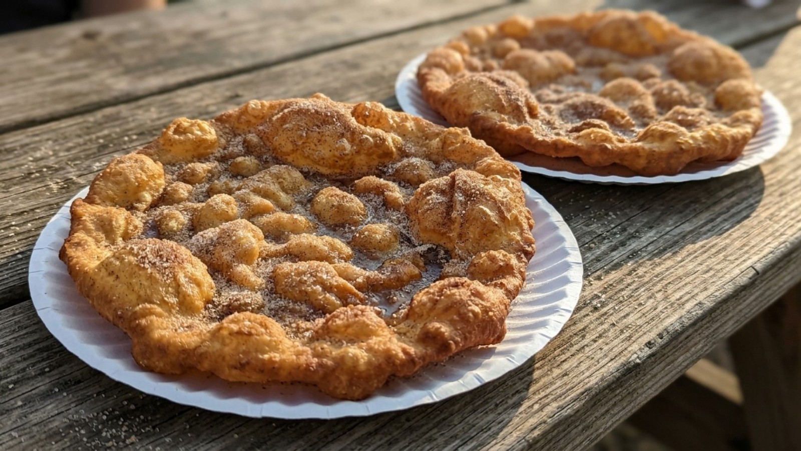 Elephant ears fried dough covered in cinnamon sugar