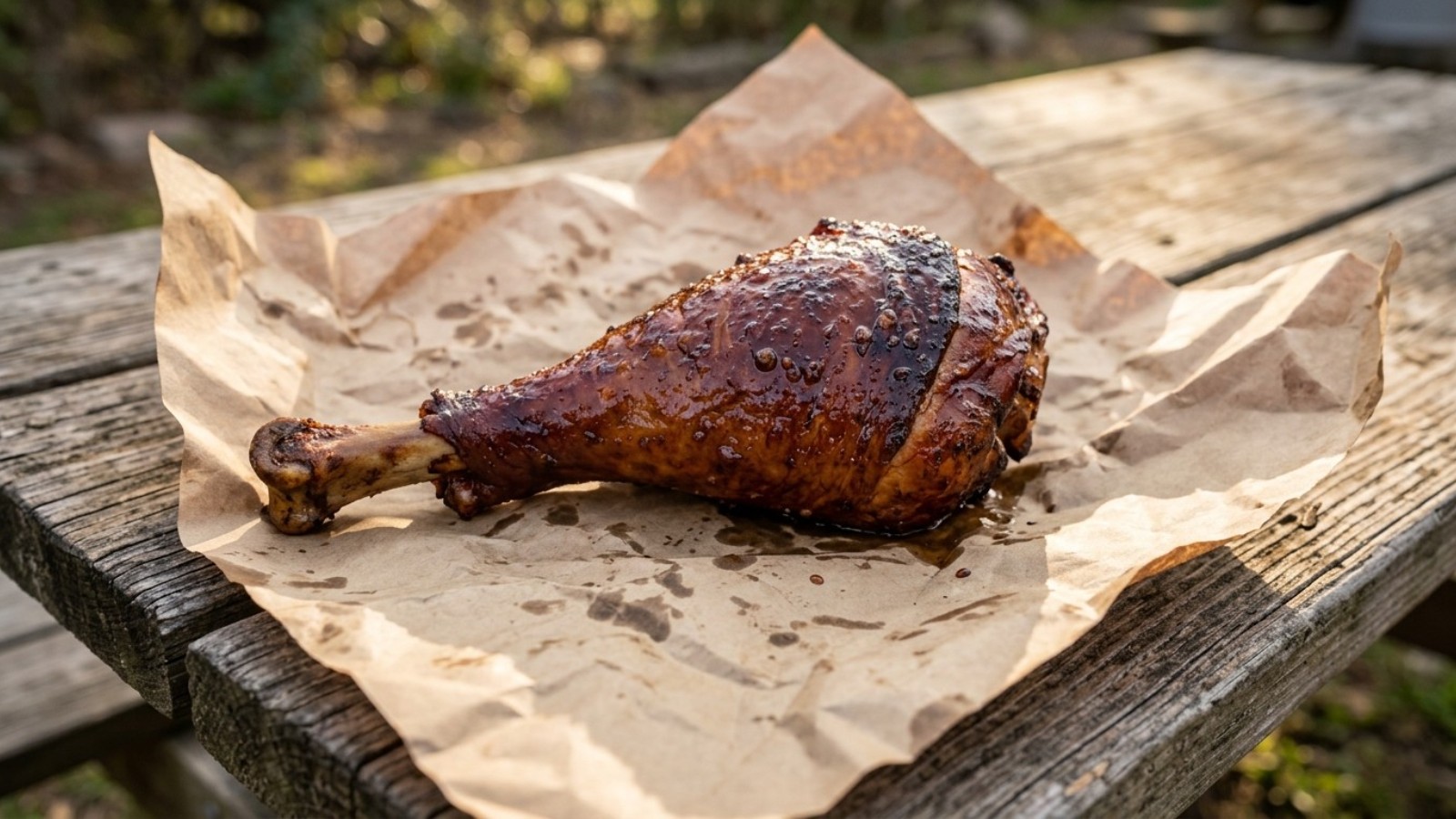 State fair foods icon: a giant smoked turkey leg on butcher paper