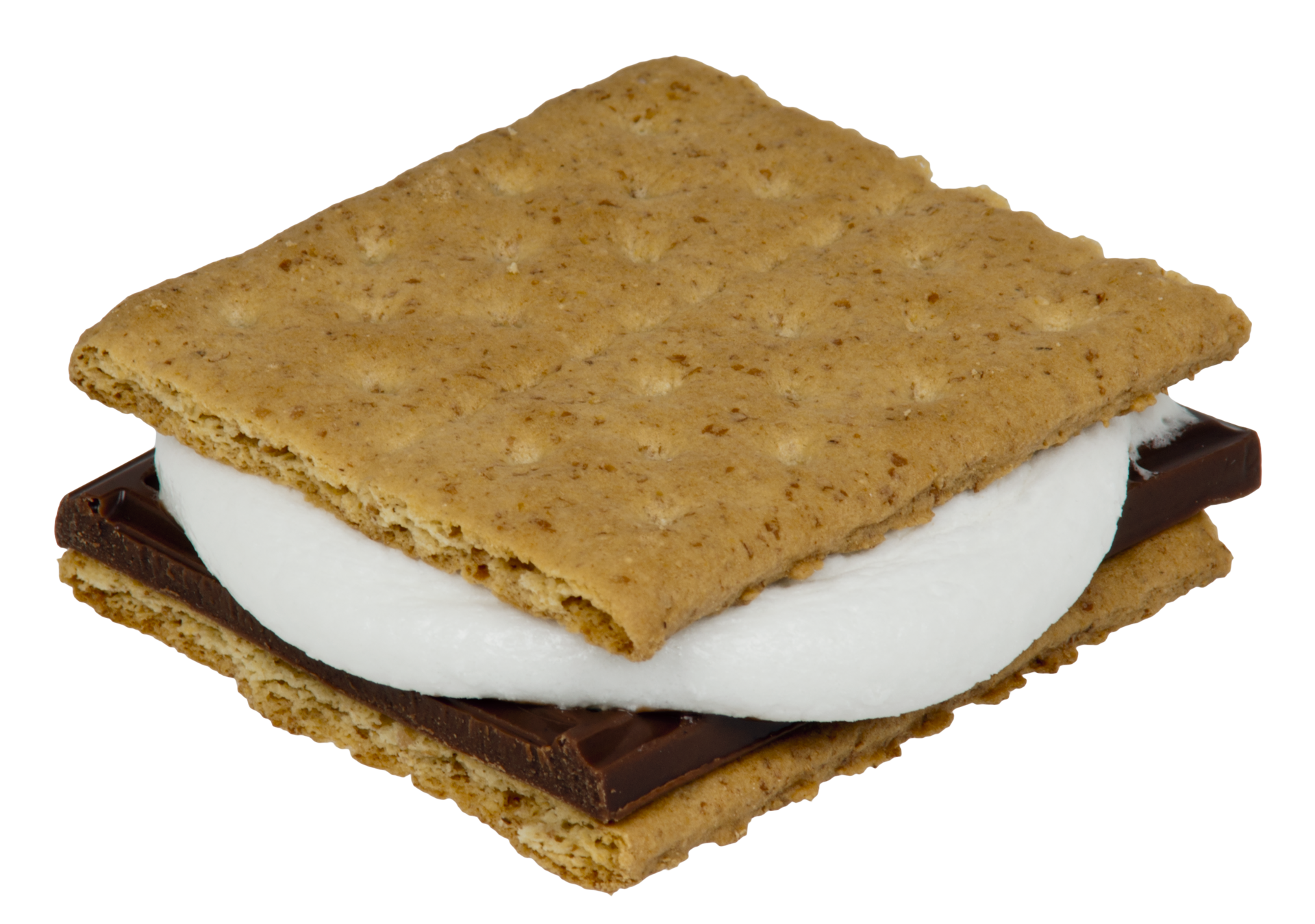 A classic s'more with toasted marshmallow and chocolate