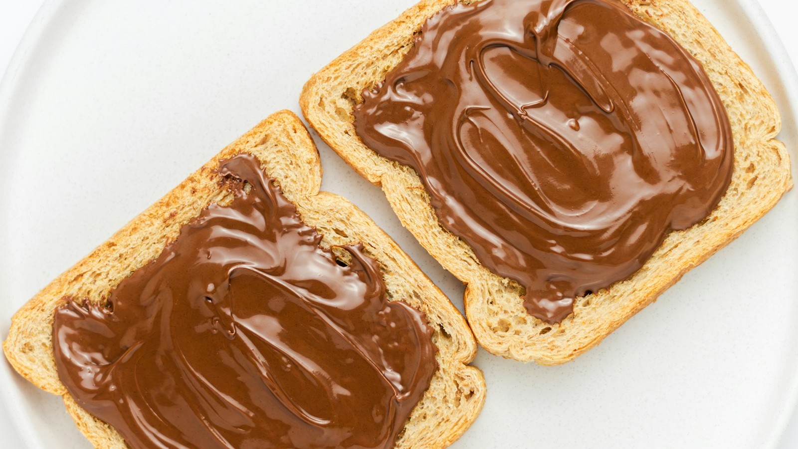 Toast spread with chocolate hazelnut spread