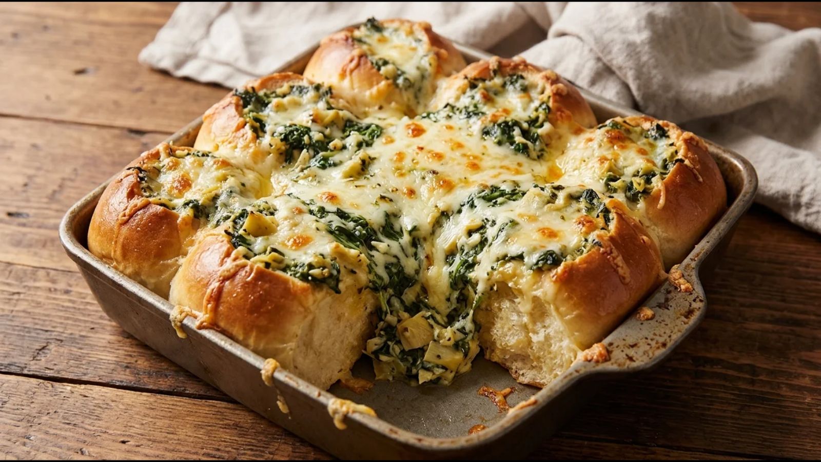 Hawaiian roll hacks: rolls stuffed with spinach artichoke dip