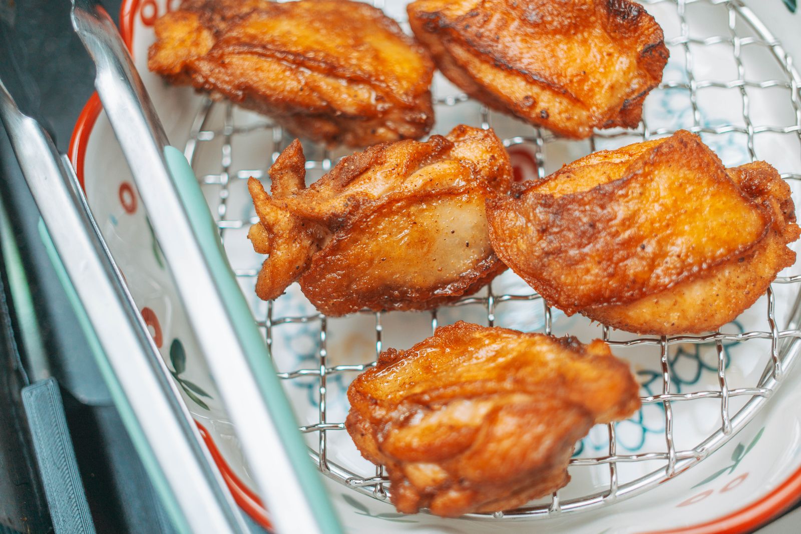 Golden fried chicken brined in leftover pickle juice