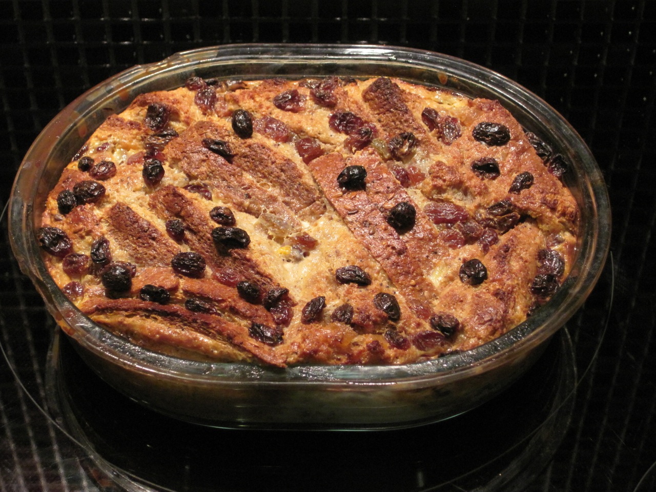 Bread pudding baked from leftover bread heels