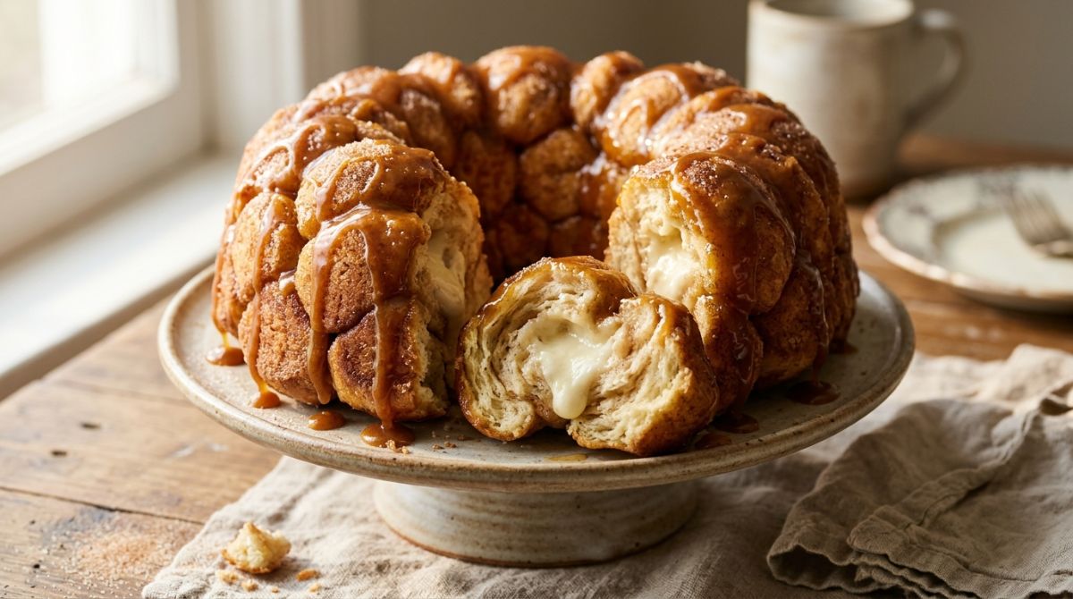 Cream cheese stuffed pull-apart piece with a cheesecake center
