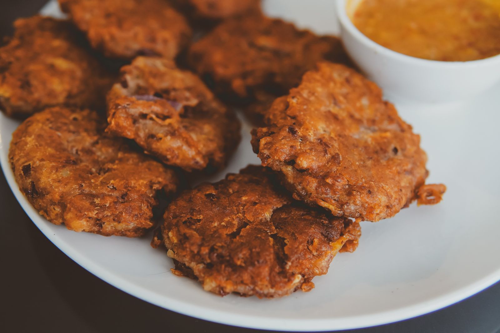 Crispy bean patties with a tangy dip