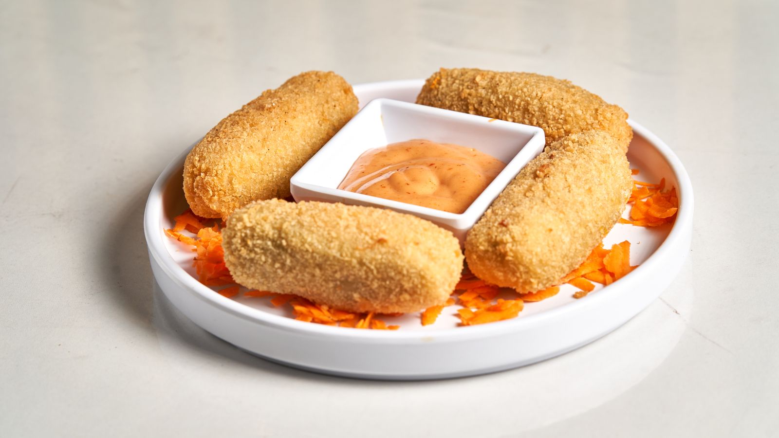 Golden ham croquettes with dipping sauce