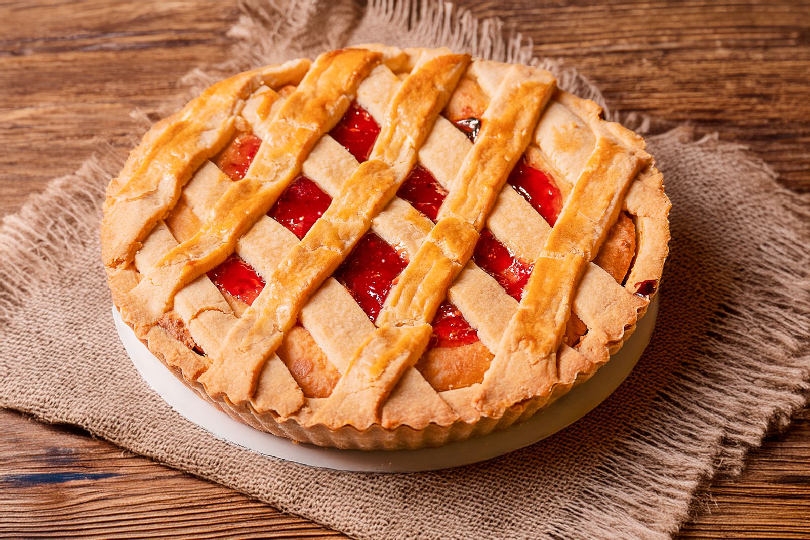 Strawberry pie with a classic lattice top